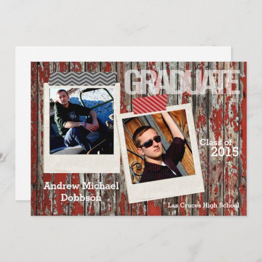 12x18 Old Red Barn Wood Weather Senior Ankündigung (Vorne/Hinten)