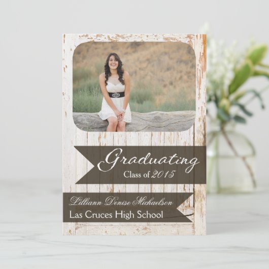 12x18 Old White Barn Wood Weathe Senior Ankündigun Ankündigung (Stehend Vorderseite)