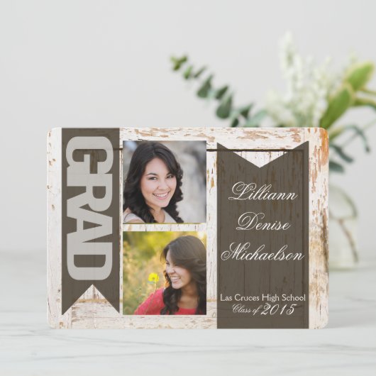 12x18 Old White Barn Wood Weathe Senior Ankündigun Ankündigung (Stehend Vorderseite)