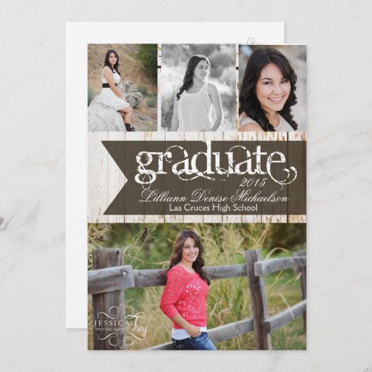 12x18 Old White Barn Wood Weathe Senior Ankündigun Ankündigung (Vorne/Hinten)