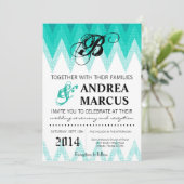 12x18 Ombre Zickzack Aquamarine Hochzeitseinladung Einladung (Stehend Vorderseite)