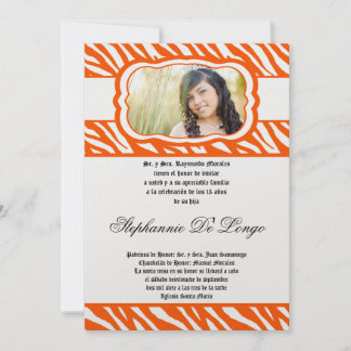 12x18 Oran Zebra Print Patter Quinceanera Einladun Einladung
