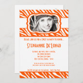 12x18 Orang Zebra FOTO Sweet 16 Birthday Einladung (Vorne/Hinten)