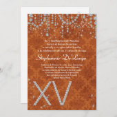 12x18 Orange Diamond Quinceanera Einladung zum Geb (Vorne/Hinten)