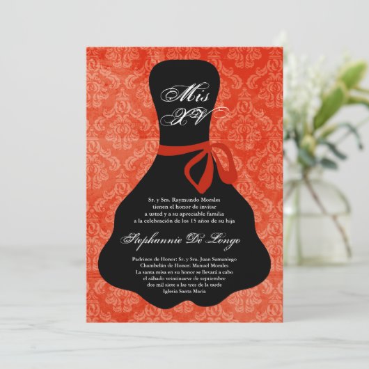 12x18 Orange Dress Quinceanera Birthday Einladung (Stehend Vorderseite)