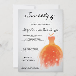 12x18 Orange Dress Sweet 16 Geburtstagseinladung Einladung