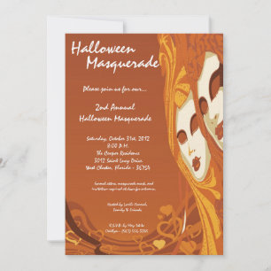 12x18 Orange Masquerade Halloween Kostümeinladung Einladung