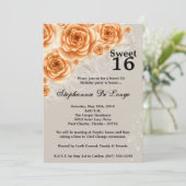 12x18 Orange Rose Sweet 16 Birthday Einladung (Stehend Vorderseite)