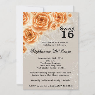 12x18 Orange Rose Sweet 16 Birthday Einladung