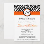 12x18 Orange Zebra Print 16. Geburtstag Einladung (Vorne/Hinten)