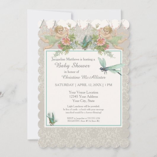 12x18 Paper Invasion Baby Dusche Fee Teacup Einladung (Rückseite)