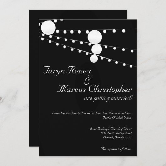 12x18 Paper Lanterns Black Wedding Einladung (Vorne/Hinten)