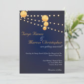 12x18 Paper Lanterns Blue Linen Einladung Hochzeit (Stehend Vorderseite)