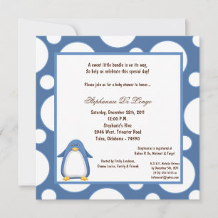 12x18 Penguin Pok-a-Dot Babydusche Einladung