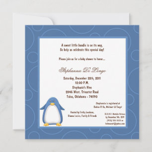 12x18 Penguin Pok-a-Dot Babydusche Einladung
