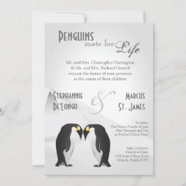 12x18 Penguins-Kamerad für Leben-graue Einladung