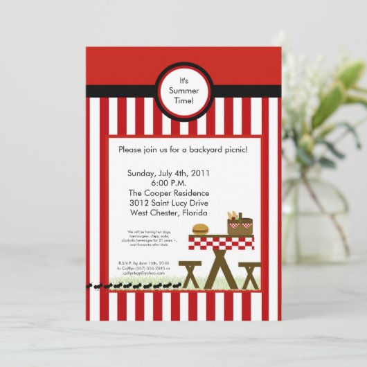12x18 Picknick-Sommer-Grill-Party Einladung (Stehend Vorderseite)