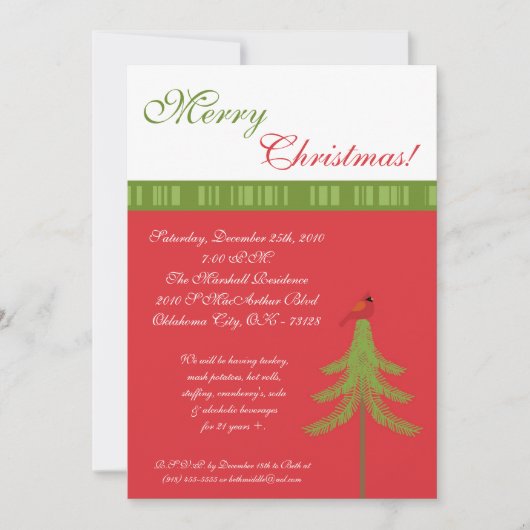12x18 Pine Tree Red Robin Party Einladung (Vorderseite)