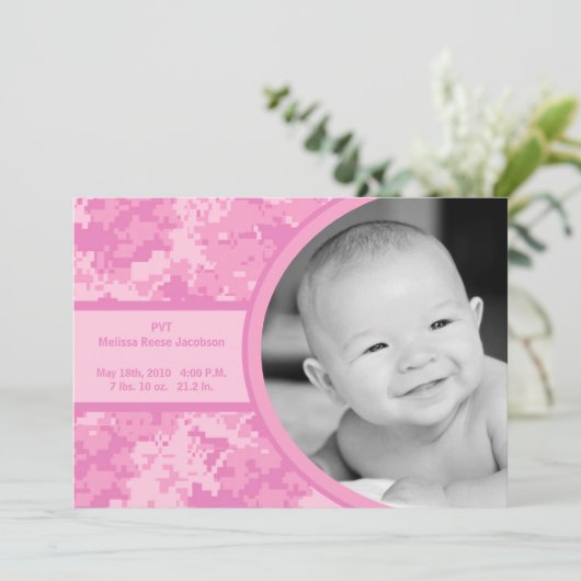 12x18 Pink ARMY ACU Camouflage Foto Geburtsankündi Ankündigung (Stehend Vorderseite)