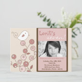 12x18 Pink Bird Foto Geburtstagsparty Einladung (Stehend Vorderseite)