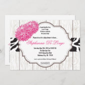 12x18 Pink Blume Zebra Print Baby Dusche Einladung (Vorne/Hinten)