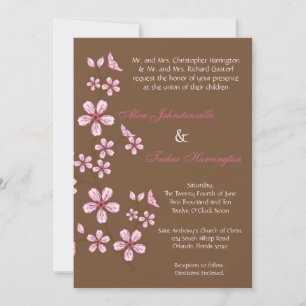 12x18 Pink Cherry Blossom Linen Einladung Hochzeit