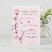 12x18 Pink Cherry Blossom Linen Hochzeitsempfang Einladung (Stehend Vorderseite)