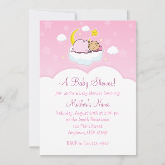 12x18 Pink Cloud Baby Girl Babydusche Einladungen (Vorderseite)