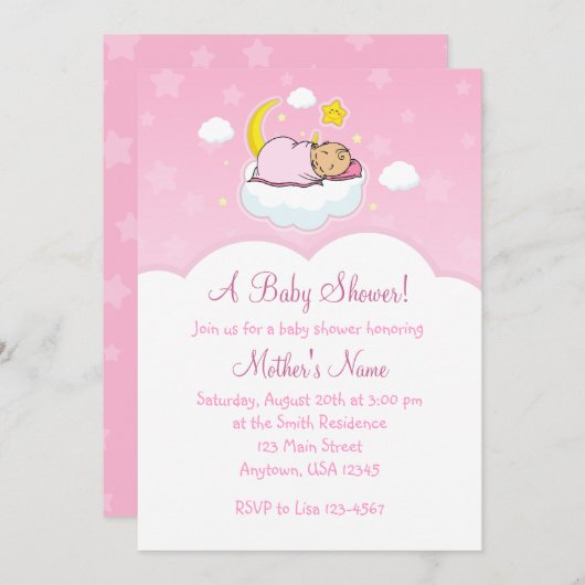 12x18 Pink Cloud Baby Girl Babydusche Einladungen (Vorne/Hinten)