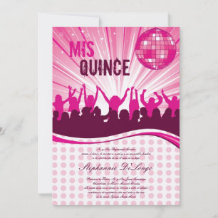 12x18 Pink Dance Party Quinceanera Einladung