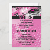 12x18 Pink DJ Spin Turntable Quinceanera Einladung (Vorne/Hinten)