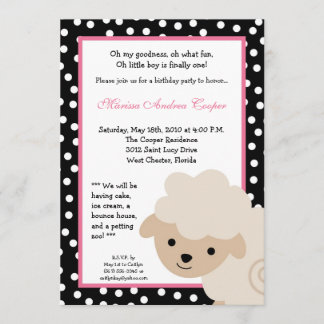 12x18 Pink Girl Farm Sheep Geburtstagsparty Einlad Einladung