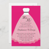 12x18 Pink Kleid Quinceanera Geburtstagseinladung Einladung (Vorne/Hinten)