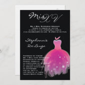 12x18 Pink Kleid Quinceanera Geburtstagseinladung Einladung (Vorne/Hinten)