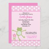 12x18 Pink Leap Frog Girl Dusche Einladung (Vorne/Hinten)