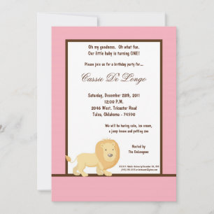 12x18 Pink Lion Birthday Party Einladung