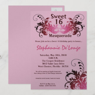 12x18 Pink Masquerade Sweet 16 Geburtstag Einladun Einladung