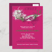 12x18 Pink Masquerade Sweet 16 Geburtstag Einladun Einladung (Vorne/Hinten)