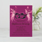 12x18 Pink Masquerade Sweet 16 Geburtstag Einladun Einladung (Stehend Vorderseite)