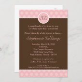 12x18 Pink Monogram Polka Dot Kinderdusche Einladu Einladung (Vorne/Hinten)