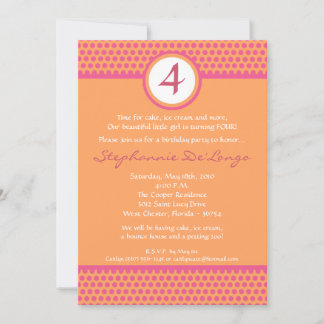 12x18 Pink & Orange Polka Dot Geburtstag Einladung