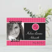 12x18 Pink Polka Dot Foto Abschluss Ankündigung (Stehend Vorderseite)