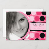 12x18 Pink Polka Dot Foto Abschluss Ankündigung (Vorne/Hinten)