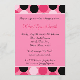 12x18 Pink Polka Dot Sweet 16 Geburtstag Einladung