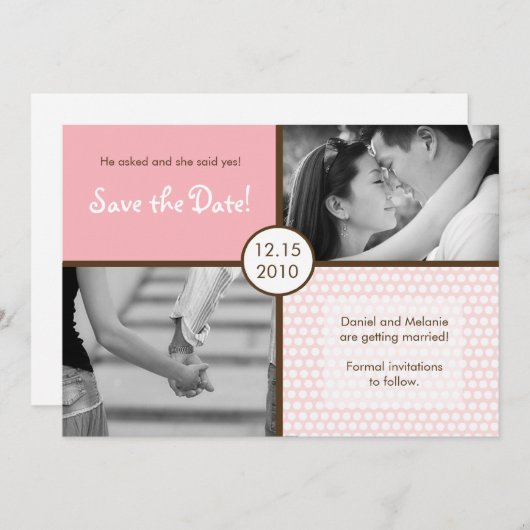 12x18 Pink Punkt Foto Ankündigung Datum freihalten (Vorne/Hinten)