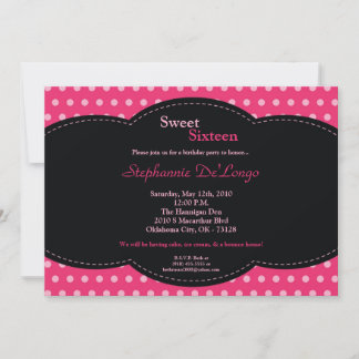 12x18 Pink Punkt Sweet 16 Geburtstag Einladung