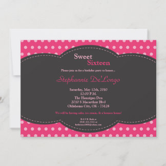 12x18 Pink Punkt Sweet 16 Geburtstag Einladung