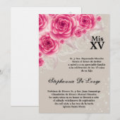 12x18 Pink Roses Quinceanera Geburtstag Einladung (Vorne/Hinten)