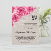 12x18 Pink Roses Quinceanera Geburtstag Einladung (Stehend Vorderseite)