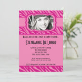 12x18 Pink Zebra FOTO Sweet 16 Birthday Einladung (Stehend Vorderseite)